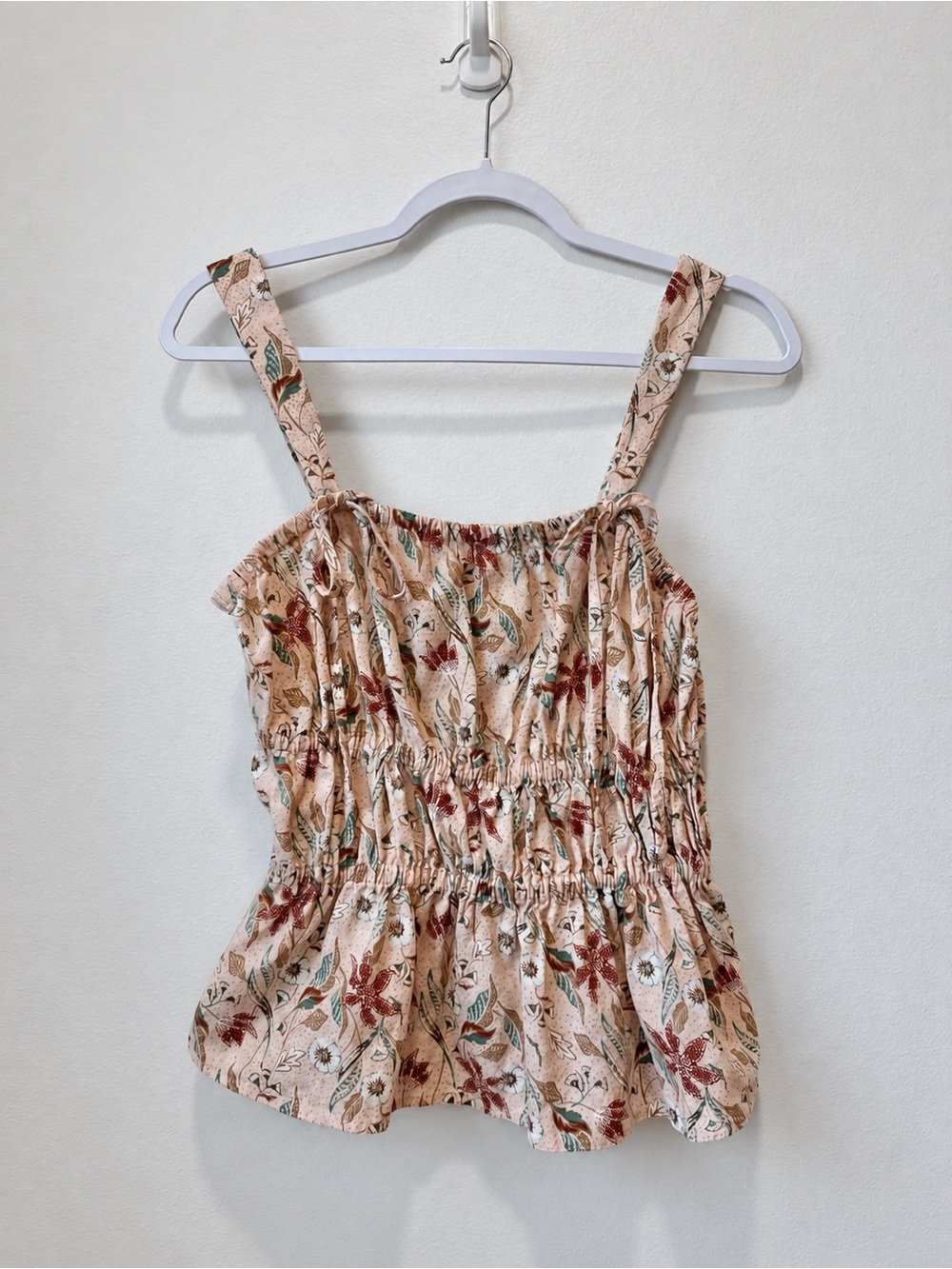 Universal Thread Floral Smocked Peplum Tank Top M NWT 100% Cotton Boho Cottage